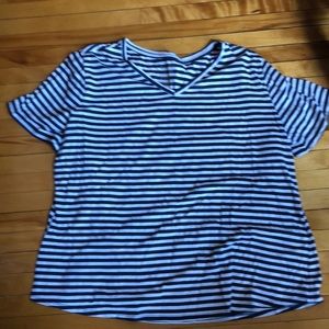 Terra & Sky navy & white striped t shirt 3x
